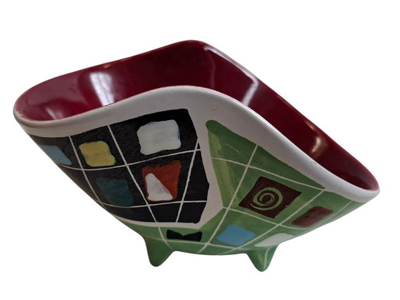 Image 1 of Deruta Italy 1950s Bowl – Mid-Century Modern – Geometric Designer Ceramics