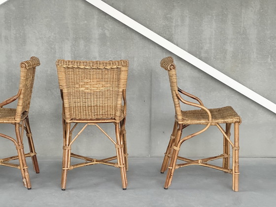 Image 1 of 4x Vintage Rattan Dining Chairs, ca. 1980s
