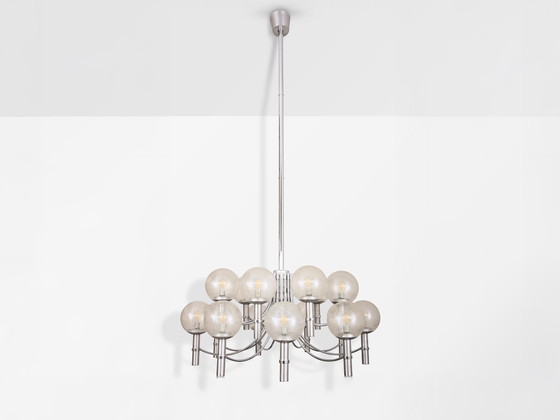 Image 1 of Paar einzigartige Veroneser Kronleuchter 65 Zoll Stahl Muranoglas 1970