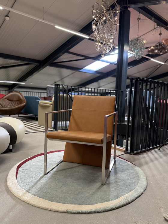 Image 1 of Poltrona Arco Spine in pelle color cognac