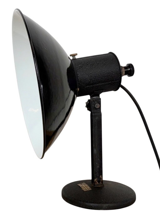 Vintage Industrial Black Enamel Table Lamp from EB, 1950s – tafellampen, Iron