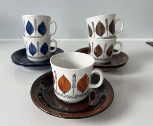 5x tazza e piattino Upsala Ekeby Gefle Groblad rare stoviglie vintage