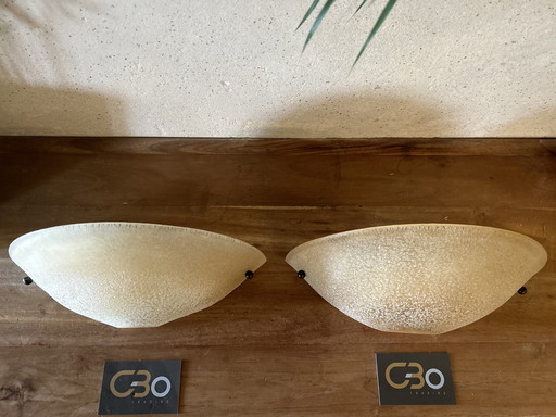 2x Lámpara de pared Terzani Mezza Luna: una media luna de cristal de Murano soplado a mano