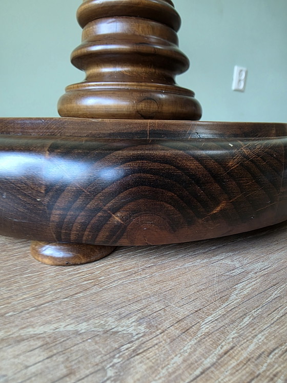 Image 1 of Characterful vintage wooden plant column / pedestal – Turned wood – 63 cm