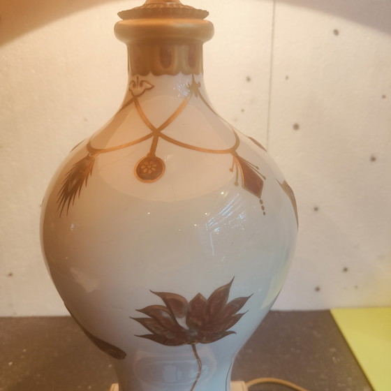 Image 1 of Giulia Mangani porcelain lamp chinoiserie decor with flowers, 1950's ca, Italian