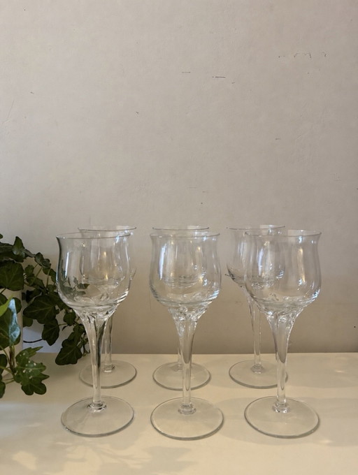 Set di 6 calici da vino vintage in cristallo