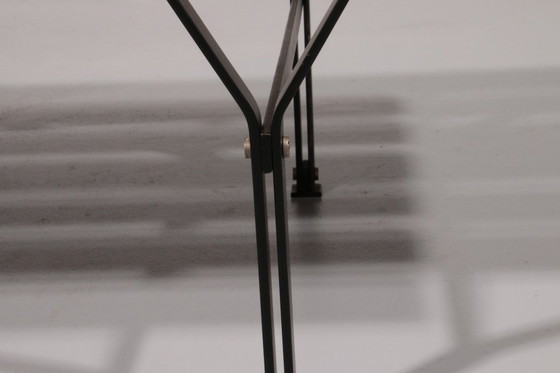 Image 1 of Elegante banco italiano de mediados de siglo en madera y metal negro, años 60, estilo Ico Parisi