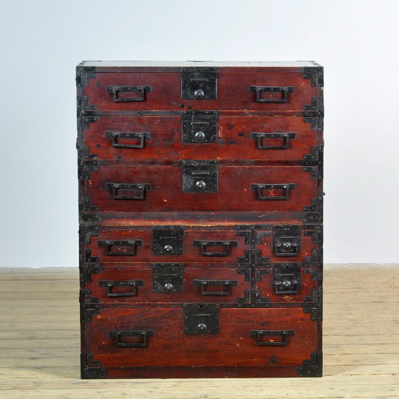 Japanese Tansu chest of drawers, circa 1890, Iron, Wood, Black (photo 2 of 16)
