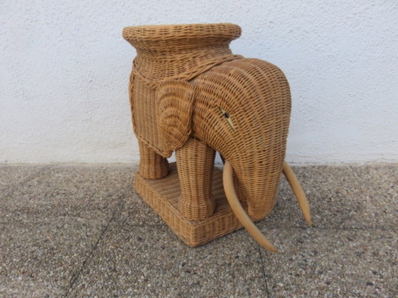 Image 1 of Rattan elephant side table or end table from the 60s/70s
