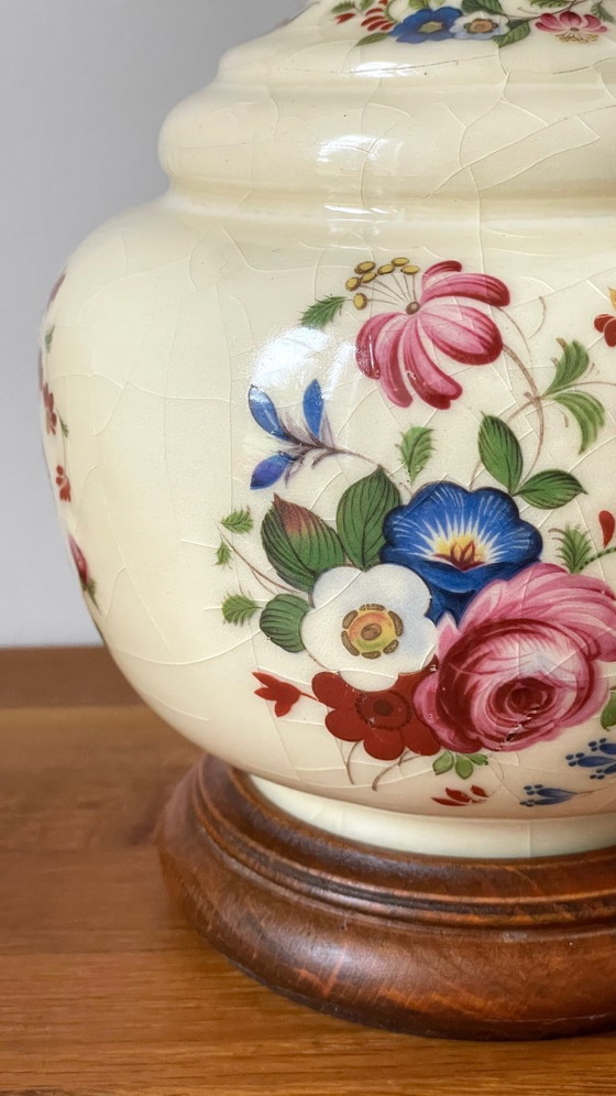 Image 1 of Vintage Ceramic Lamp with Wooden Base