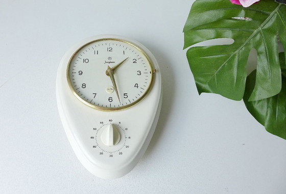 Image 1 of Orologio da cucina vintage Junghans, orologio da parete in ceramica, timer per uova, classico anni '60, ceramica