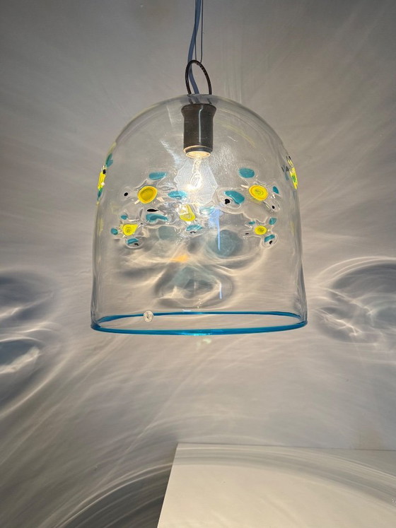 Image 1 of Mid-century design La Murrina glass hanging lamp flowers , 1970s , Italy