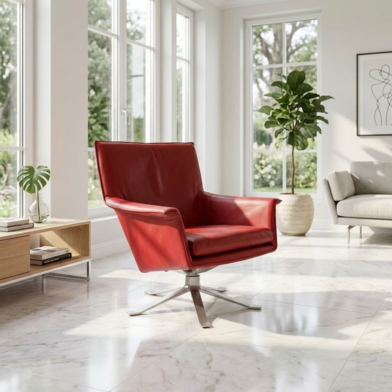 Design On Stock Model Djenne Swivel Armchair – Leather, Metal, Modern (photo 5 of 6)