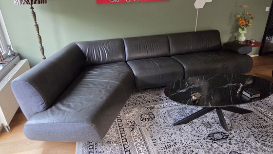 Leolux Guadaloupe in dark grey Danza leather - 3 years old!, Corner sofas (photo 4 of 7)