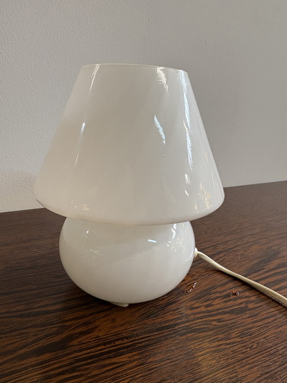 Image 1 of 60s/70s white swirl mushroom lamp