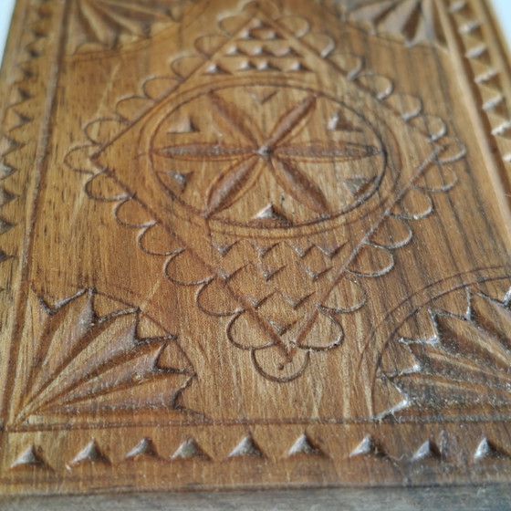 Image 1 of Hand-Carved Mechanical Bird Cigarette Dispenser | Folk Art Wooden Box | Working Mechanism