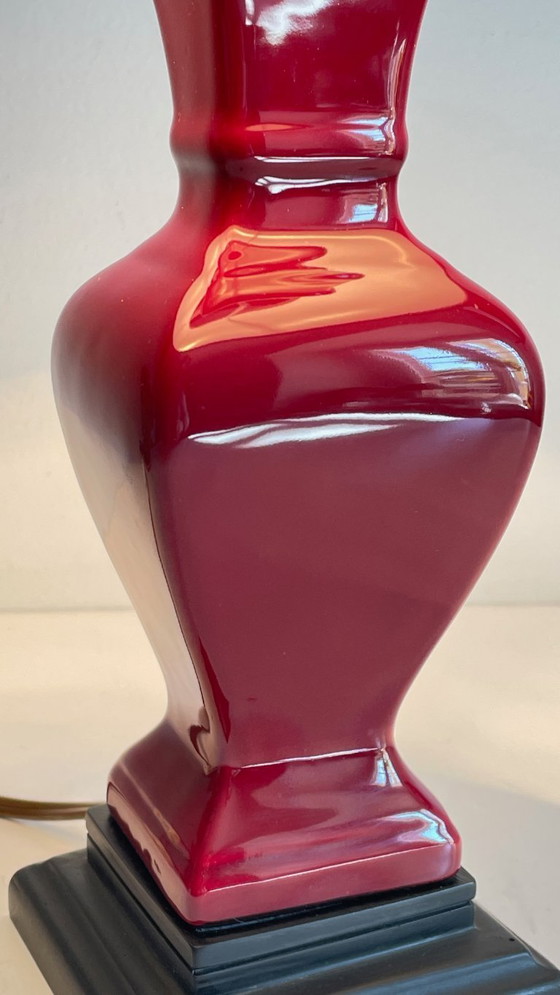 Image 1 of Vintage Ceramic and Velvet Lamp