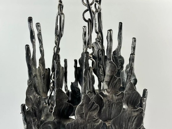 Image 1 of 60s 70s Brutalistische kroonluchter plafondlamp Tom Ahlström & Hans Ehrlich