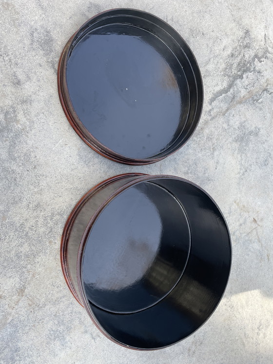 Image 1 of Juego de 3 sombrereras antiguas de laca japonesa