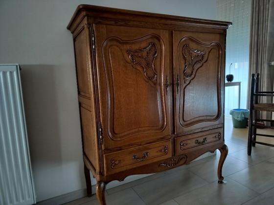 Armoire de rangement en bois avec sculptures, Armoires de rangement, Métal, Marron, Klassiek (photo 5 sur 7)