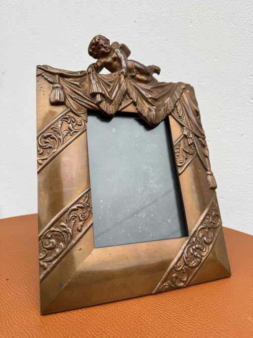 Art Nouveau Bronze Cherub Photo Frame