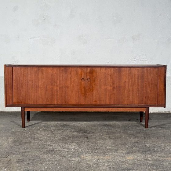 Danish Teak Tambour Sideboard, Attributed to Svend Aage Larsen for Faarup Møbelfabrik, 1960s, Wood, Brown (photo 6 of 20)