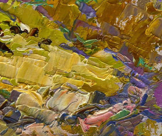 Image 1 of Original Oil Painting Summer Nature Landscape Walking through the valley