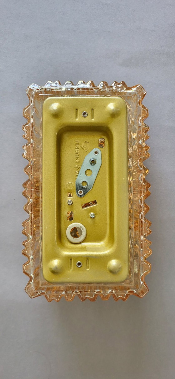 Image 1 of Glashütte Limburg Wandlamp Structuurglas Amber Mid Century Vintage