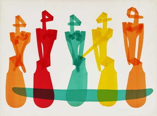 Abraham HABBAH Jeunes femmes Litografia firmata 1970