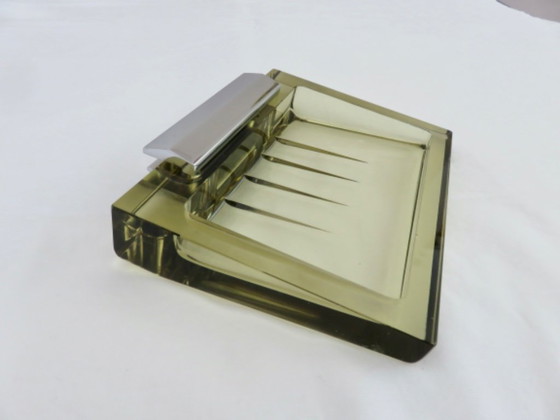 Image 1 of Wall-mounted soap dish in Murano glass and chrome-plated brass, Italy, 1970s