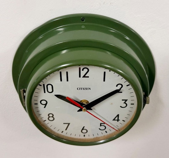 Horloge murale vintage Citizen verte représentant des navires, années 1980 – Pendules, Glass, Iron (photo 6 of 18)