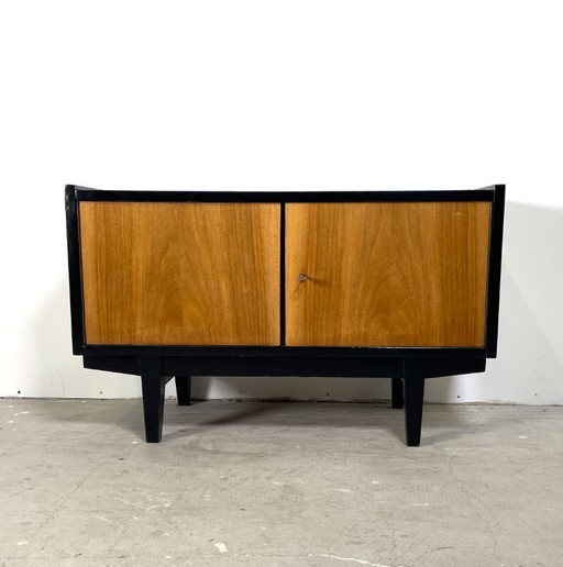 Vintage audiomeubel, notenhout hoogglans 