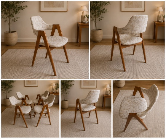 Image 1 of Kai Kristiansen Compass Teak Dining Chairs, Set of 4, Mid Century