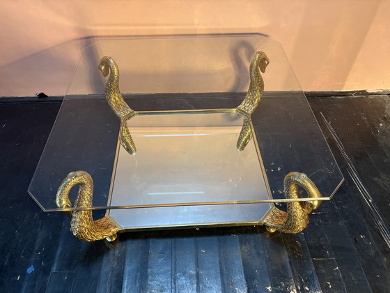 Image 1 of Vintage Hollywood Regency salontafel met zwanenpoten