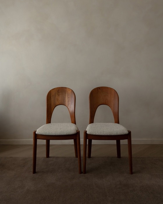 Image 1 of Vintage Danish Teak Dining Chairs (Pair) | Model Morten by Niels Koefoed for Koefoed’s Hornslet | Original Upholstery