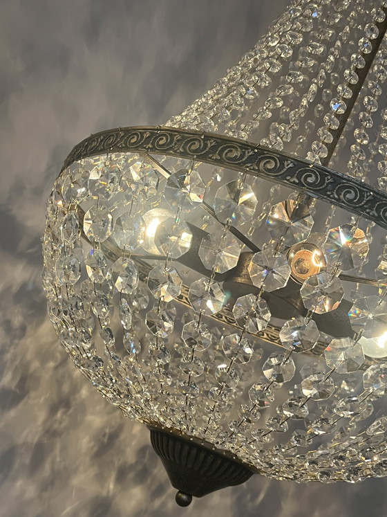 Lustre Sac XL Suspension Cristal Cadre Couleur Bronze – Crystal (photo 2 of 10)