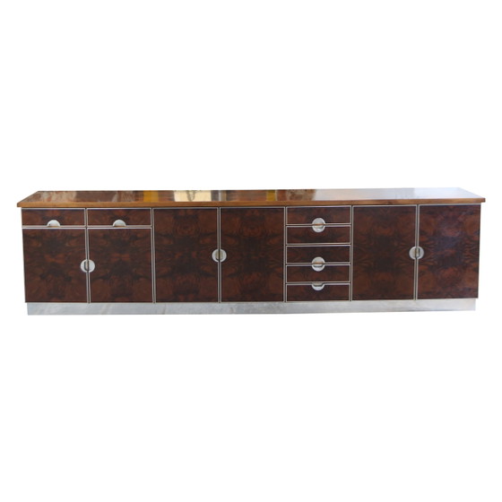 Luciano Frigerio Postmodernes Sideboard aus Maserholz und Perlmutt 1980 – Glass (photo 5 of 23)