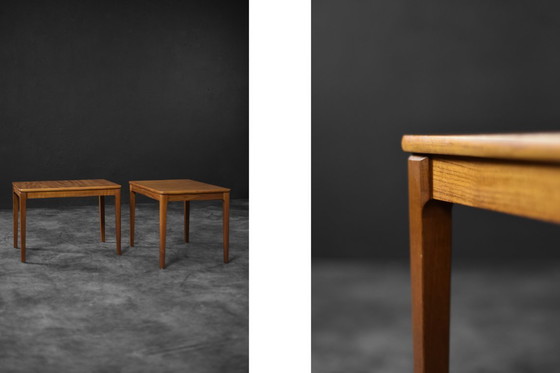 Image 1 of Vintage Mid-Century Scandinavian Modern Brown Teak Side Tables by Albert Larsson for Alberts Tibro, 1960s, Set of 2