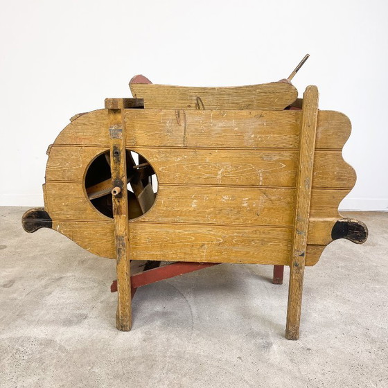 Alois Vogl wooden agricultural machine, red and natural, Decorative Objects, Metal, Vintage (photo 9 of 10)