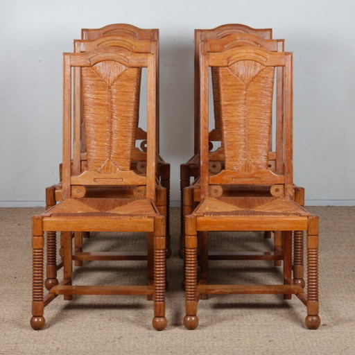 Set van 6 stoelen in de stijl van Charles Dudouyt, 1950.