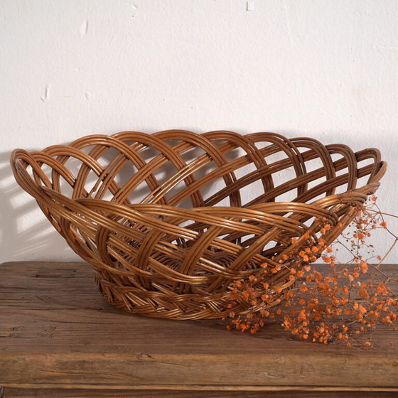 Antieke ronde mand (ca. 1920) #1 – Decoratieve objecten, Wicker, Rattan, Rustic (photo 7 of 9)