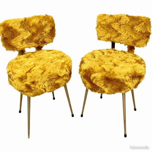 2 Pelfran 1960s/70s faux fur armchairs