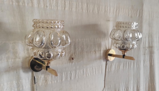 Apliques de pared de latón dorado y cristal, de Helena Tynell - década de 1970 – Glass (photo 4 of 10)