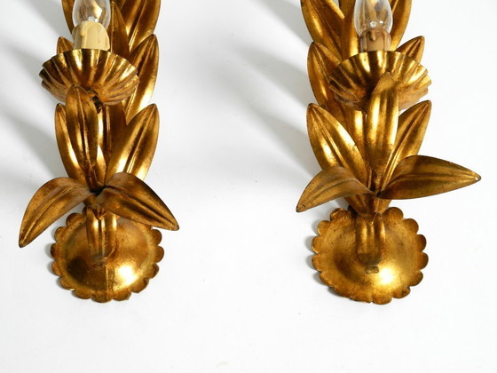 Image 1 of Pair of 1960s Italian gold-plated Florentine wall lamps