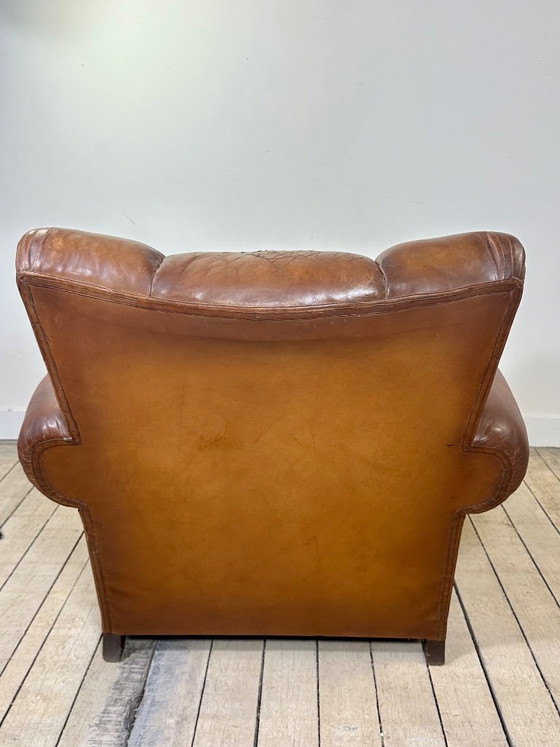 Image 1 of Vintage leren clubfauteuil uit de jaren 50