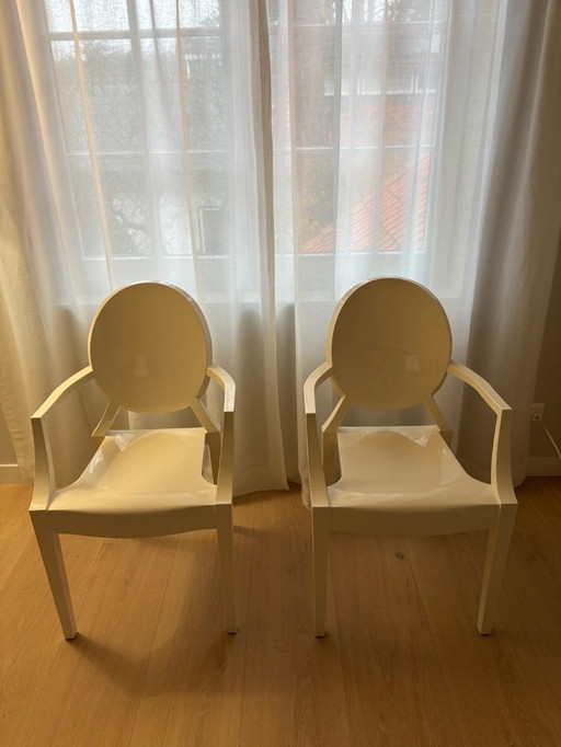 Louis Ghost Kartell, 2 sedie bianco sporco