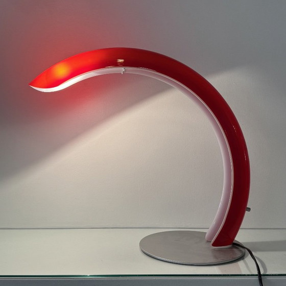 Red AV Mazzega Table Lamp, 1980s, Red Murano Glass, Vintage Design (photo 7 of 7)