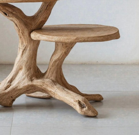 Image 1 of Mesa de comedor rústica escultórica de madera flotante natural y biológica