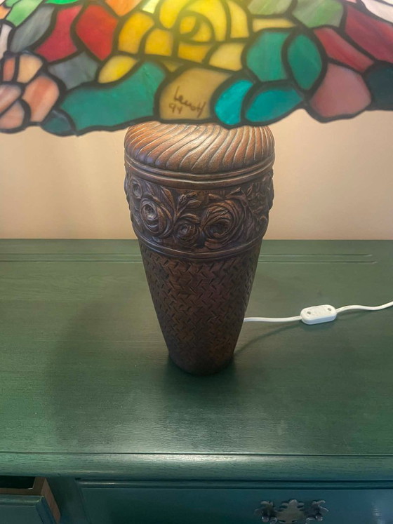 Image 1 of Tiffany style lamp signed Lush 1994