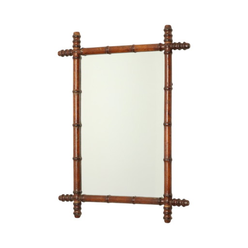 Antique Wooden Faux Bamboo Mirror